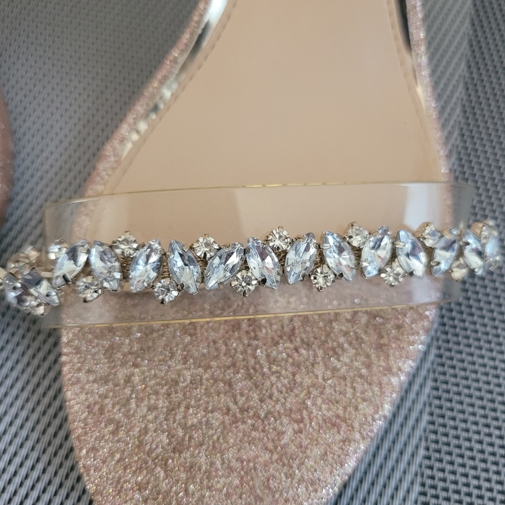 Badgley Mischka Dee Pearl and Crystal High Block Heels size 8 - Picture 2 of 5